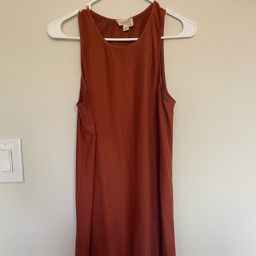 Burnt orange suede swing dress